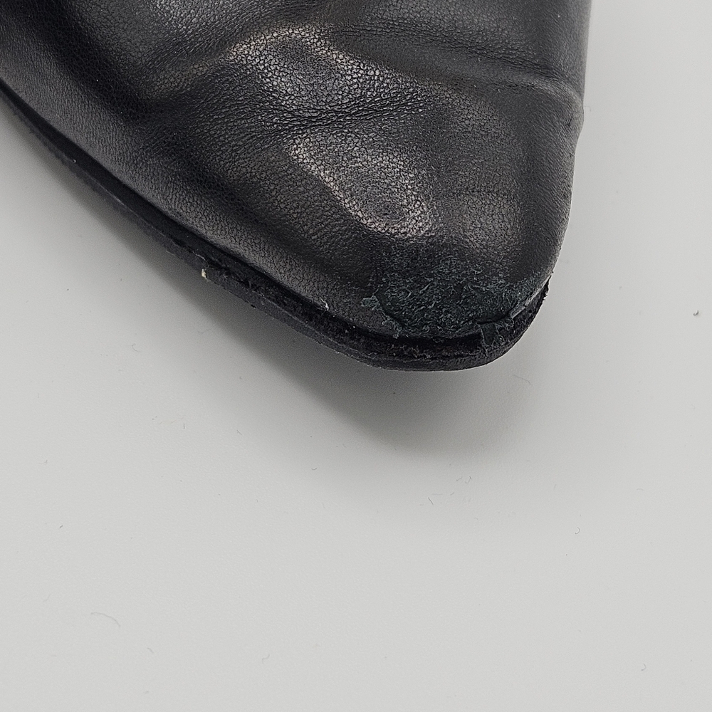 Halmanera black scrunched leather pointed toe heeled ankle boots size 39.5 - Picture 4 of 12